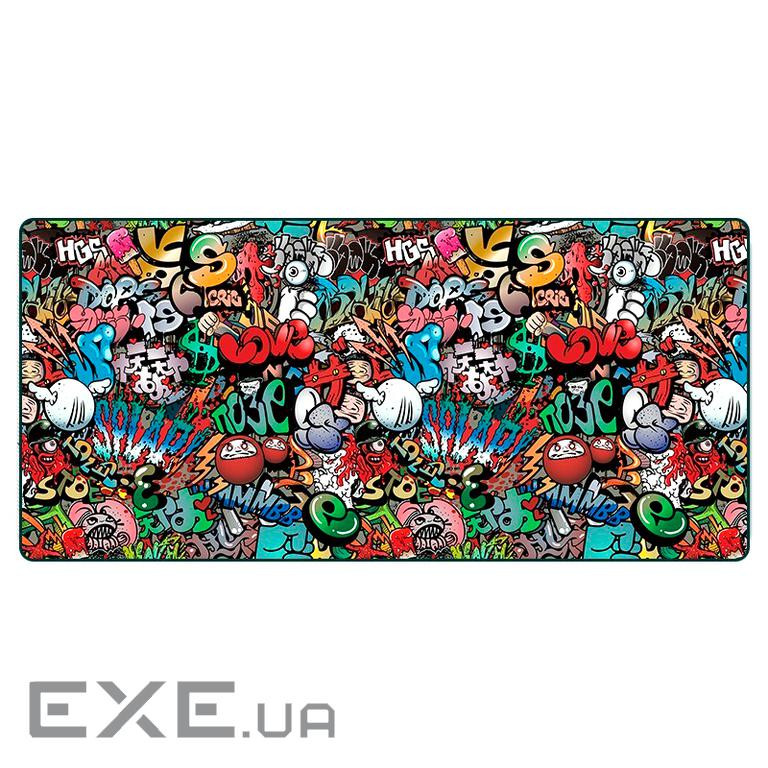 Коврик 300*700 тканинний Graffiti з боковою прошивкою, товщина 2 мм, Black, Пакет (GR300-700)