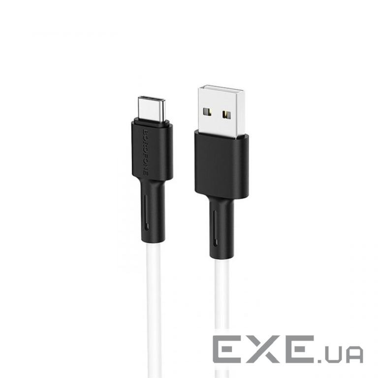 Кабель BOROFONE BX31 USB to Type-C 3A, 1m, silicone, TPE connectors, White (BX31CW)