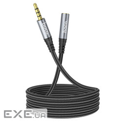 Кабель-подовжувач звуковий, 3.5 мм (F) - 3.5 мм (M), 1 м, Grey, Hoco UPA20 (UPA20_HOCO_BK)