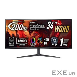 Монiтор TFT ACER 34" XZ340CURX2bmiipphx (UM.CX0EE.205) 21:9 VA Curved WQHD 200Hz 2*HDMI 2*DP HAS MM