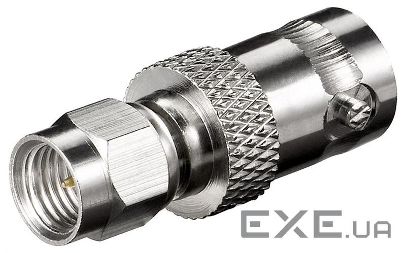 Перехідник Goobay антенний RF:RP-SMA-BNC M/F,адаптер Gold,металік (75.01.1856-1)