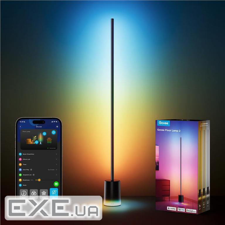 Торшер розумний Govee H607C Floor Lamp 2, 1725Lm, RGBICWW, WI-FI/Bluetooth, білий (H607C311) (H607C311)