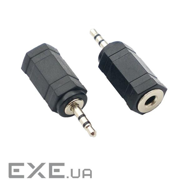 Перехідник аудіо Jack 2.5mm 3pin-3.5mm 3pin M/F,адаптер прямий Stereo Plastic,чорний (62.09.8109-1) (62.09.8109-1)