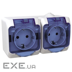 Розетка Schneider Electric CEDAR подвійна 2К+С із шторками та прозорою кришкою біла IP4 (WDE000525)