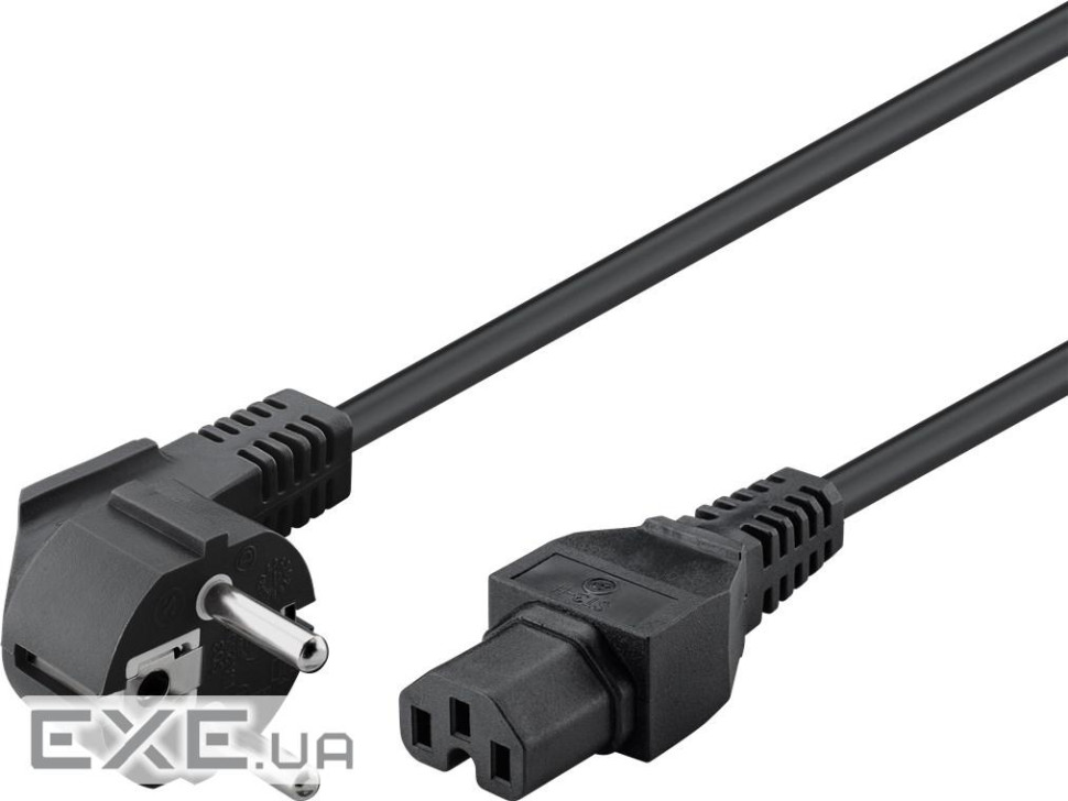 Кабель живлення пристроїв IEC(Schuko)-(C15) M/F 3.0m,1.00mm термостійкий D=6.5mm Cu,чор (84.00.7164) (84.00.7164)