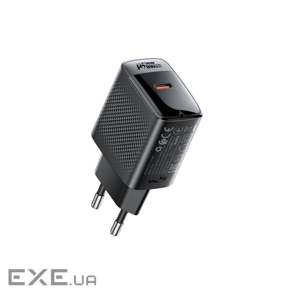 Зарядний пристрій Acefast A102 USB-C PD30W GaN Black (6974316283287)