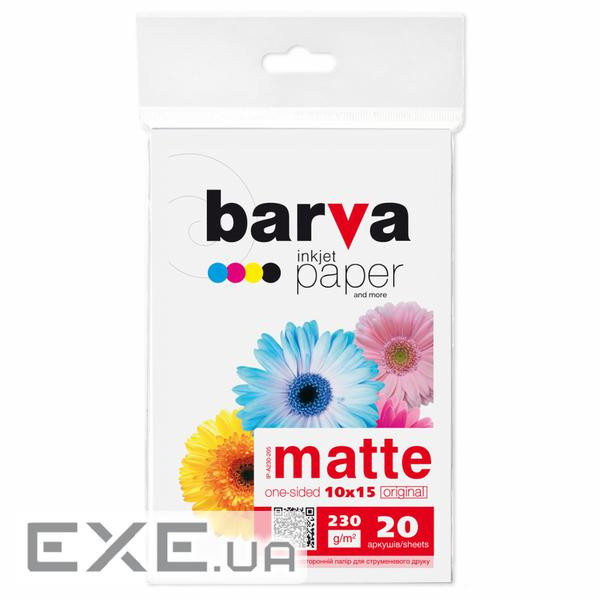 Фотопапір Barva 10x15, 230 g/m2, Original, Matte, 20c (IP-A230-205)