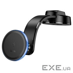 Автоутримувач HOCO HW25+ Wireless Charging 15W, кріплення на торпеду, затискач 50-90мм, Black, Box