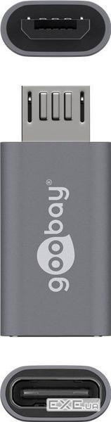 Перехідник обладнання USB Type-C-2.0microB M/F,(USB2.0) адаптер,сірий (75.05.5553-1) (75.05.5553-1)