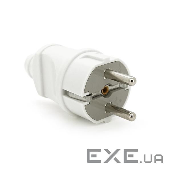 Вилка Євро із заземленням пряма, розбірна, Premium16А 220V, колір білий, Q25 (000018156) , Q25 (000018156)