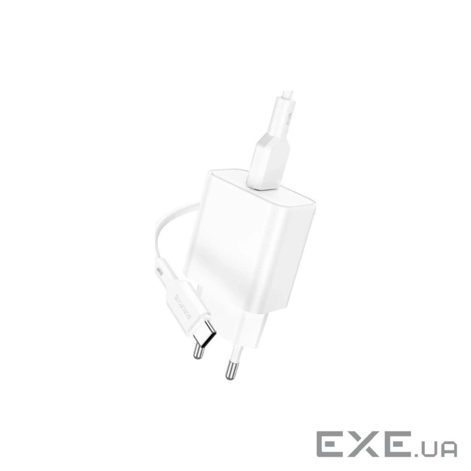 Зарядний пристрій BOROFONE USB QC3.0 + cable USB to USB-C 18W white (6974443388596)