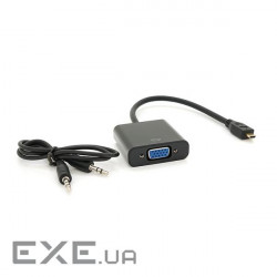 Конвертер micro HDMI (тато) на VGA(мама) 30cm, Black, 4K/2K, Пакет + Audio (3419)