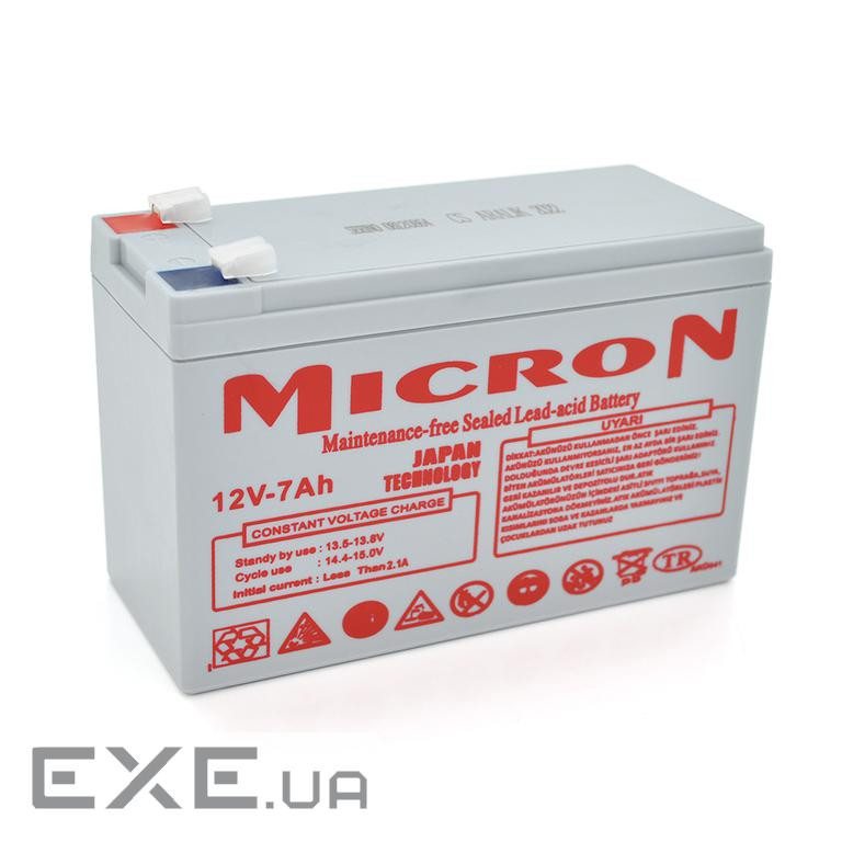 Акумуляторна батарея Micron MCN-12 / 7 12 V 7Ah ( 150 x 65 x 95 (100) ) Gray Q10