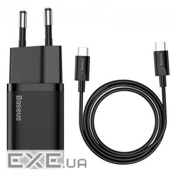 Зарядний пристрій Baseus 1xUSB 25W (USB-C) + Cable Type-C black (TZCCSUP-L01)