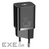 Зарядний пристрій Baseus 1xUSB 25W (USB-C) + Cable Type-C black (TZCCSUP-L01)
