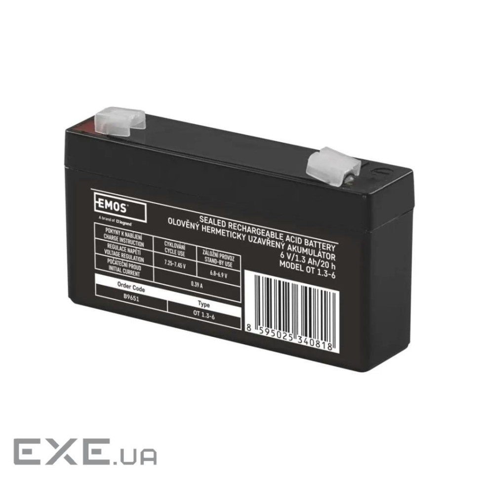 Акумуляторна батарея Emos B9651 (6V 1.3AH FAST.4.7 MM)