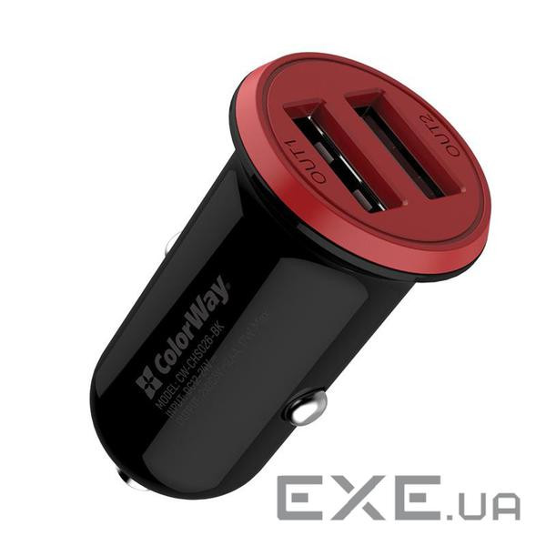 Зарядний пристрій ColorWay 2USB AUTO ID 3.4A (17W) red/black (CW-CHA026-BK)