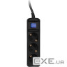 Мережевий фільтр 2E 2E-U03ESM1.5BK Black, 3 розетки, 1.5м