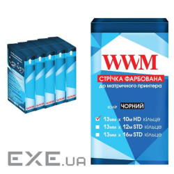 Стрічка до принтерів 13мм х 10м HD к. Black*5шт WWM (R13.10H5)