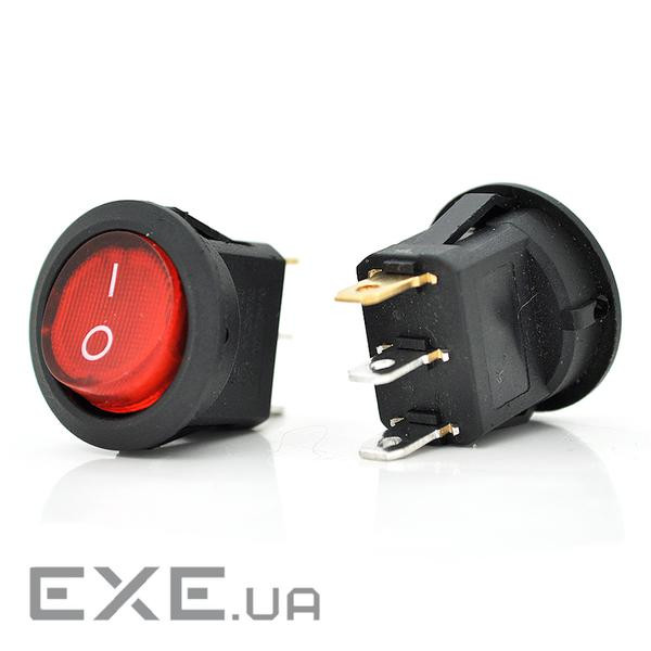 Перемикач ON-OFF KCD1-201N, 250VAC/6A, 3 контакти , Red, Q100