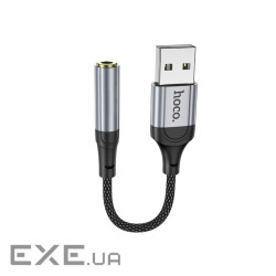 Аудiокабель HOCO LS36 Fresh external sound card USB to 3.5 Black (6942007608879)