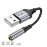 Аудiокабель HOCO LS36 Fresh external sound card USB to 3.5 Black (6942007608879)