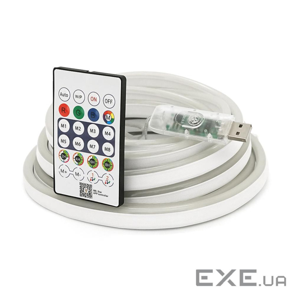 Світлодіодна стрічка Neon RGB 5 метрів, живлення від USB (YT43724)