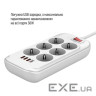 Мережевий фільтр COLORWAY CW-CHE64PDW White, 6 розеток, 1xUSB-C, 3xUSB, 2м