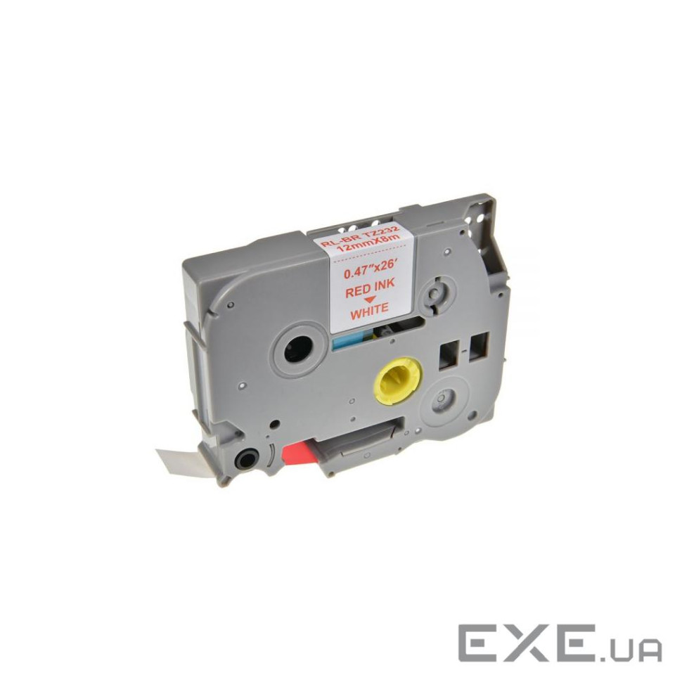 Стрічка для принтера етикеток UKRMARK RL-B-T232P-RE/WT, аналог TZE232. 12 мм х 8 м (CBTZ232)