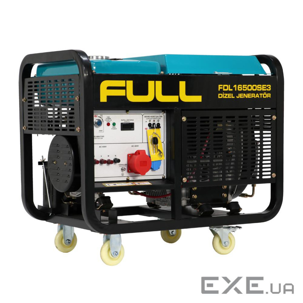 Генератор дизельний FULL FDL16500SE3, 3-фазний 230 / 400V, 50Hz, 16.5kVA / 12kW, бак 50 л, витрата 4