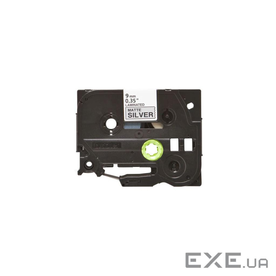 Стрічка для принтера етикеток UKRMARK B-TM9321P, 9мм х 8м, black on matte silver, совместим (900501)