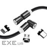 Дата кабель USB 2.0 AM to Lightning + Micro 5P + USB-C 1.0m Magnetic Ro ColorWay (CW-CBUU037-BK)