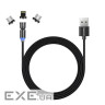 Дата кабель USB 2.0 AM to Lightning + Micro 5P + USB-C 1.0m Magnetic Ro ColorWay (CW-CBUU037-BK)