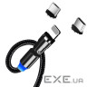 Дата кабель USB 2.0 AM to Lightning + Micro 5P + USB-C 1.0m Magnetic Ro ColorWay (CW-CBUU037-BK)