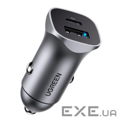 Зарядний пристрій Ugreen CD130 20W USB + Type-C PD Car Charger (Gray) (30780)