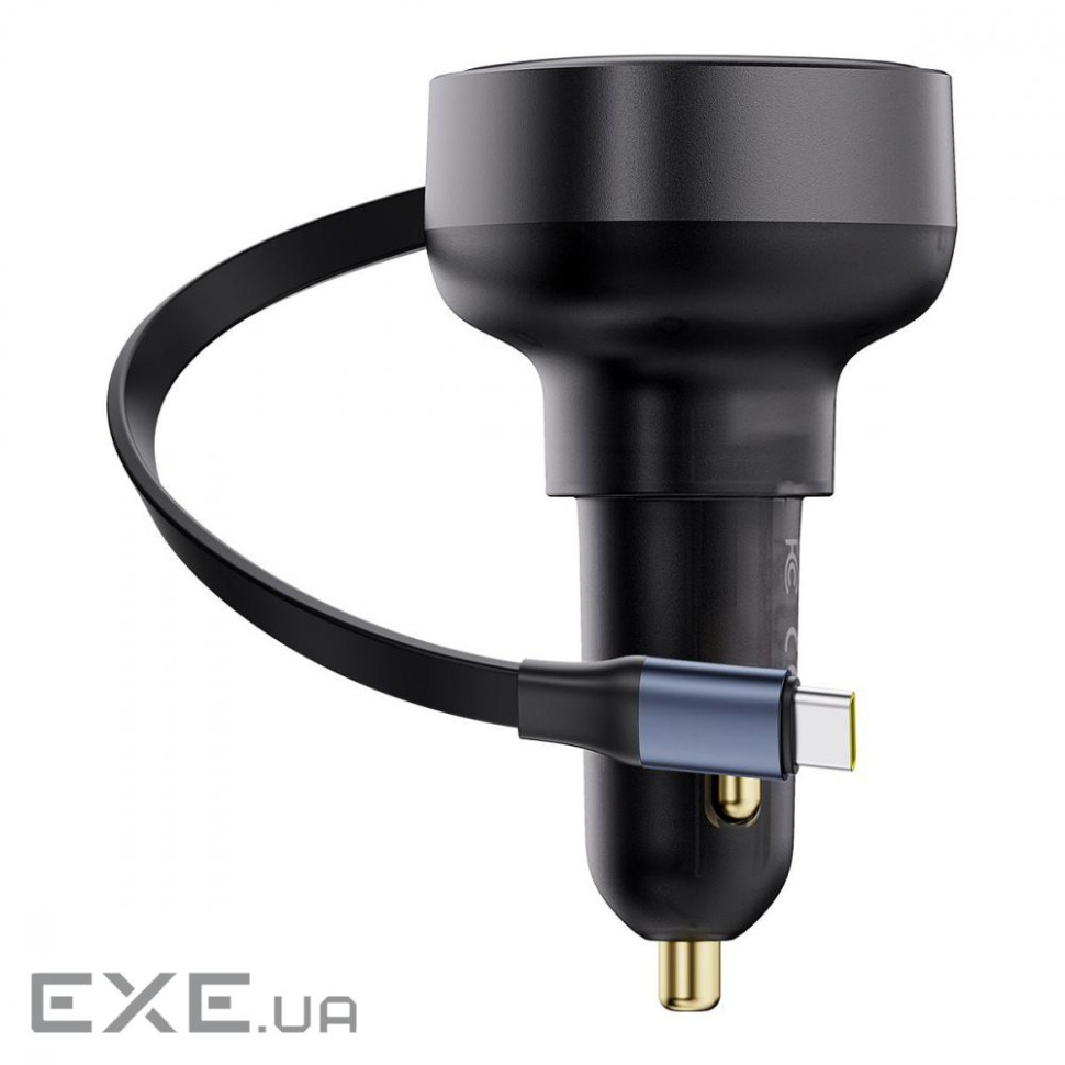 АЗУ Baseus Enjoyment Pro Car Charger C+Retractable Type-C Cable 60W black (C00057802111-01)