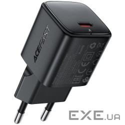 Зарядний пристрій 1xUSB-C 30W Gan A118 Fast Charger + USB-C cable black Acefast (6974316285175)