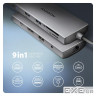 Концентратор AXAGON USBC to 3xUSB-A + HDMI + RJ45 + SD/microSD + audio + PD 100W 0.2m grey (HMC-8HLSA)