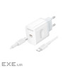 Зарядний пристрій BOROFONE USB-C PD20W + cable USB-C to USB-C white (6941991121371)