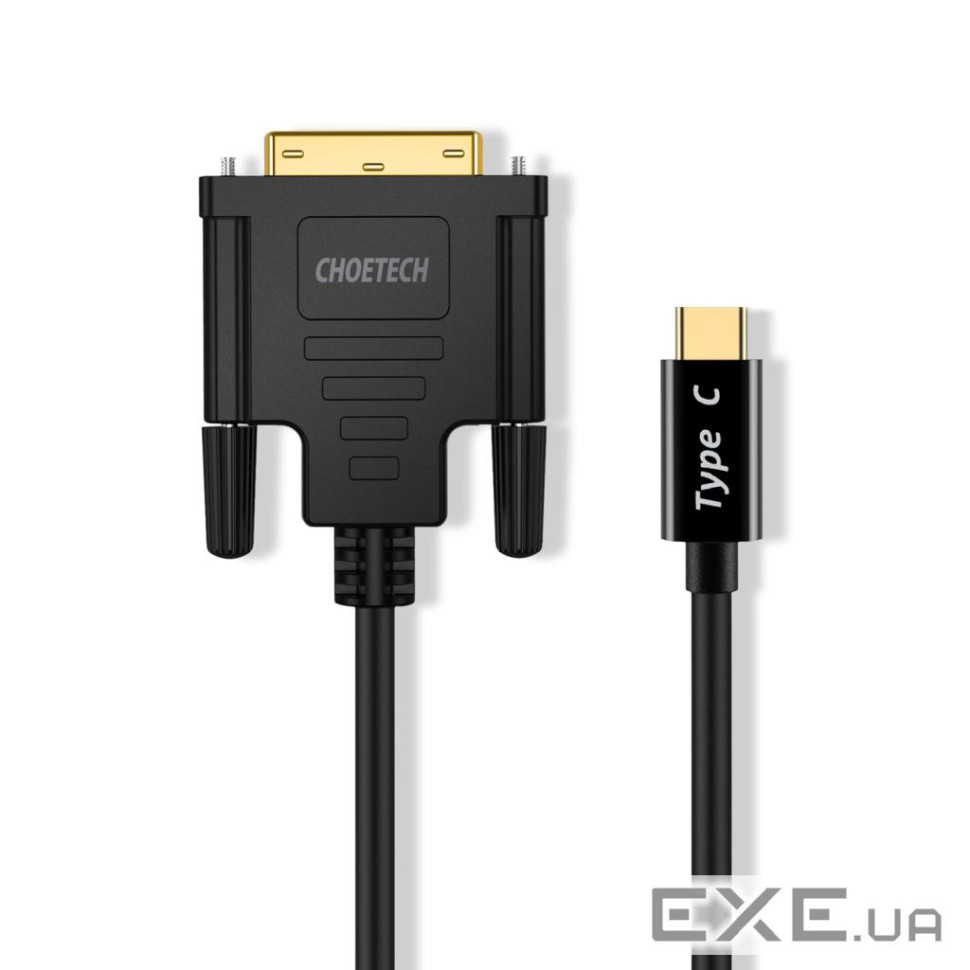 Кабель мультимедійний USB-C to DVI M 1.8m black Choetech (XCD-0018-BK)