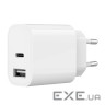 Зарядний пристрій Gembird 1xUSB-A+1xUSB-C 5V/2.4A (12W) white (TA-UC-2AC12-01)