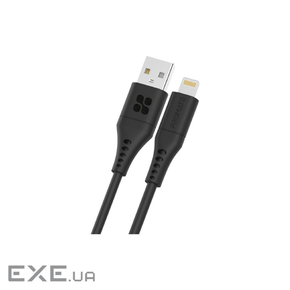 Дата кабель USB 2.0 AM to Lightning 1.2m 2.4A black Promate (powerlink-ai120.black)