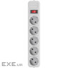 Мережевий фільтр Maxxter SPM5-G-6G 1,8 м, 5 розеток Gray