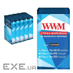 Стрічка до принтерів 11мм х 12м HD л. Black*5шт WWM (R11.12HM5)