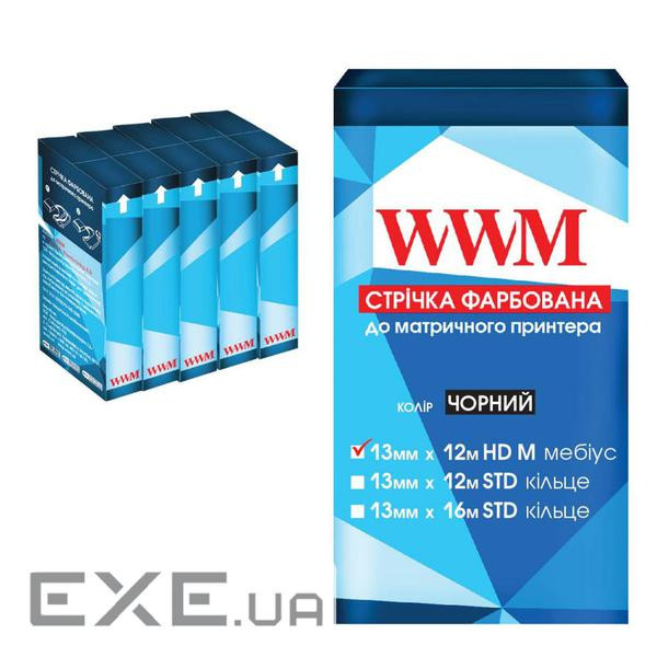 Стрічка до принтерів 11мм х 12м HD л. Black*5шт WWM (R11.12HM5)
