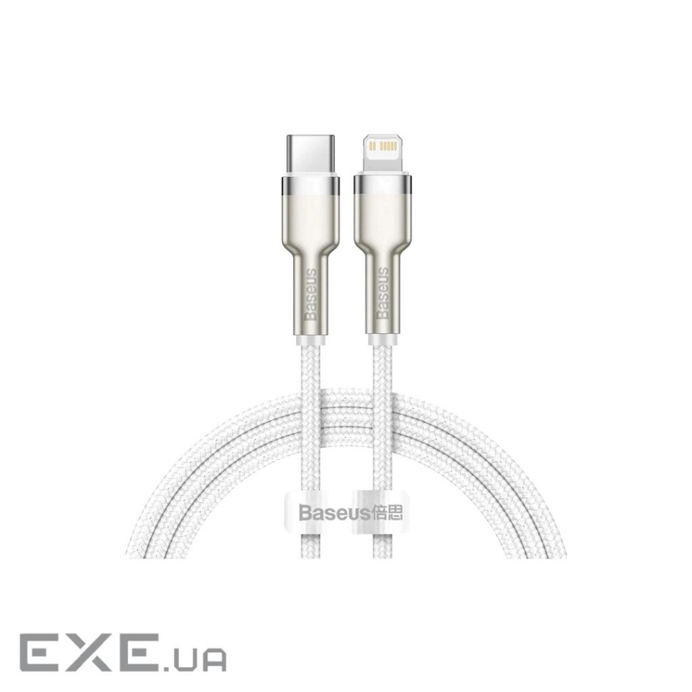 Дата кабель USB-C to Lightning 2.0m Cafule Metal PD 20W white Baseus (CATLJK-B02) (CATLJK-B02 2м)