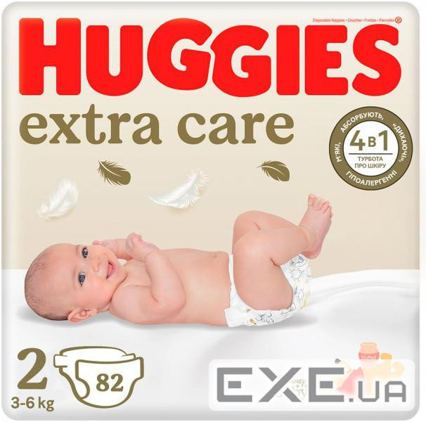 Підгузки Huggies Extra Care 2 (3-6 кг), 82 шт (5029053578088)