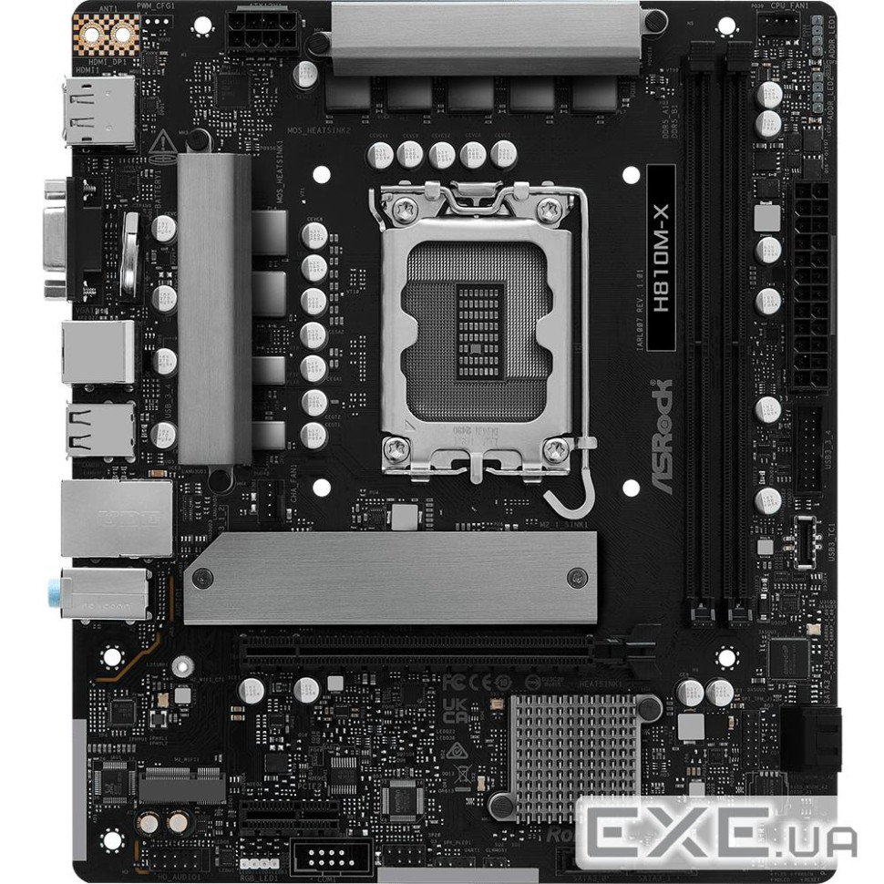AsRock H810M-X (1851/H810, 2*DDR5, PCIex16, HDMI/DP/VGA, 4xSATA, M.2, 2.5Glan, 7.1ch, mATX)