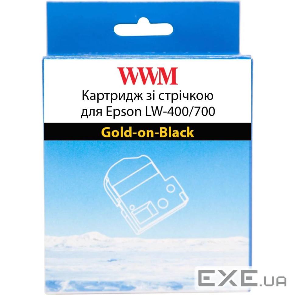 Картридж зі стрічкою WWM для Epson LW-400/700 9mm х 8m Gold-on-Black (WWM-SC9KZ) 8m Gold-on-Black (WWM-SC9KZ)