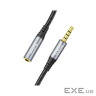 Кабель мультимедійний 3.5mm M to 3.5mm F 2.0m Gray HOCO (6931474762160)